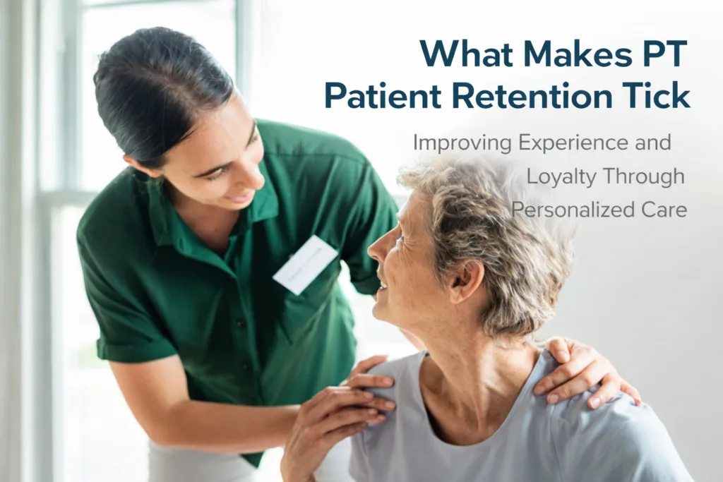 Physical therapist providing personalized care to an elderly patient, improving patient retention and experience.